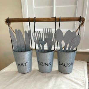 Bee & Willow Home "Laugh Drink Eat" Hanging Cutlery